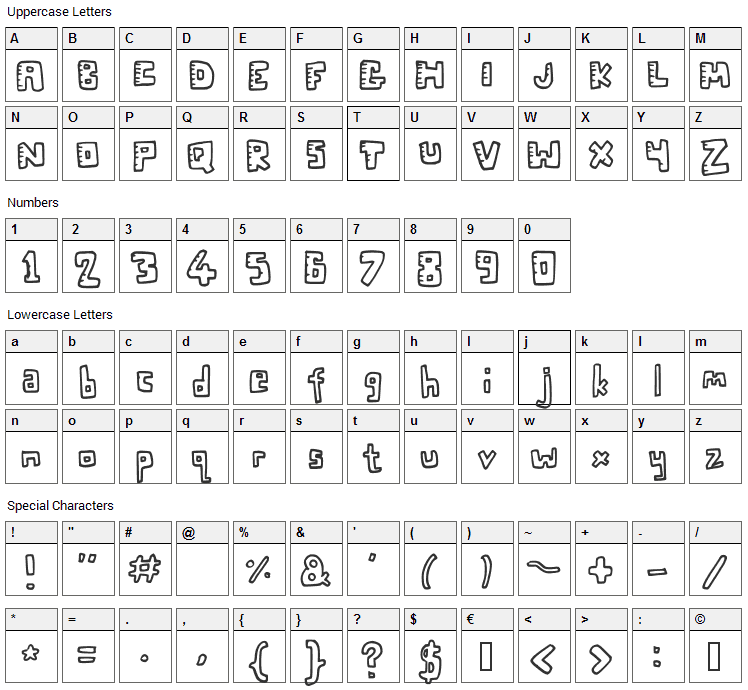 Twenty Twenty Font Character Map
