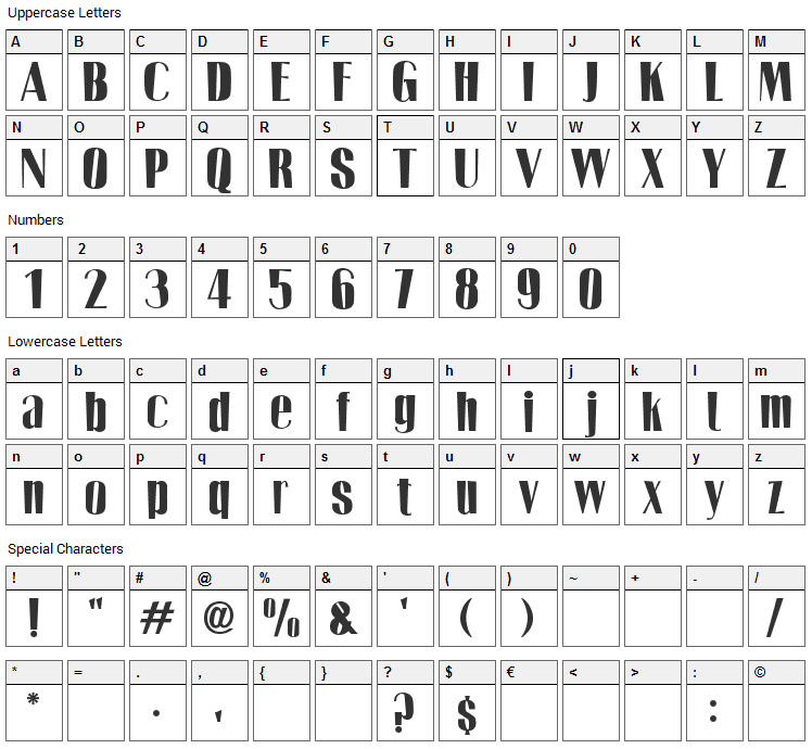 Two Tones Font Character Map