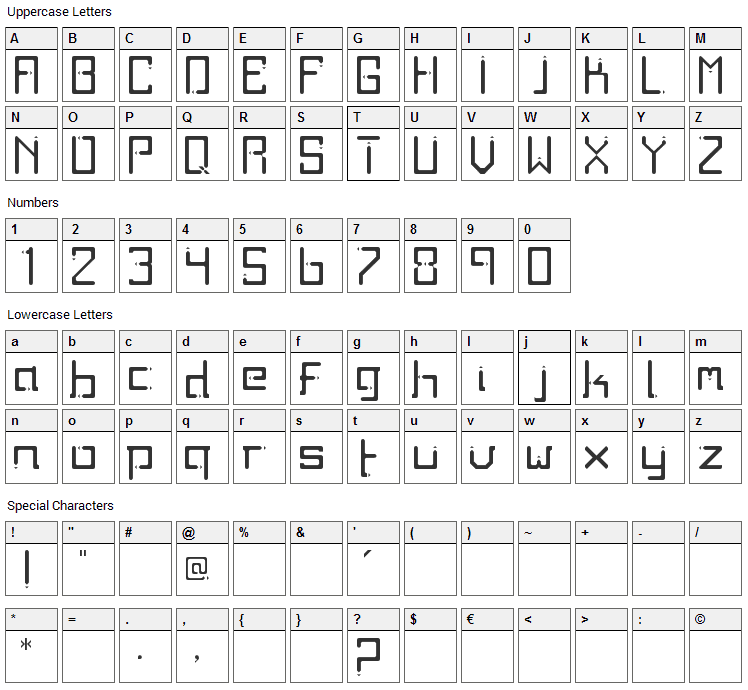 Twodays Font Character Map