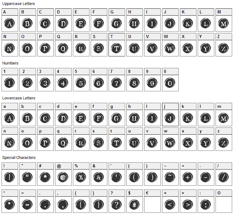 Type Keys Font Character Map