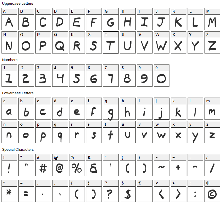 Typeecanoe Font Character Map