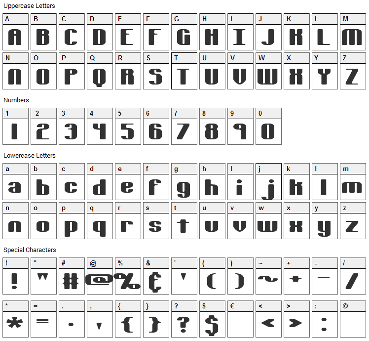 Typesource Extol Font Character Map