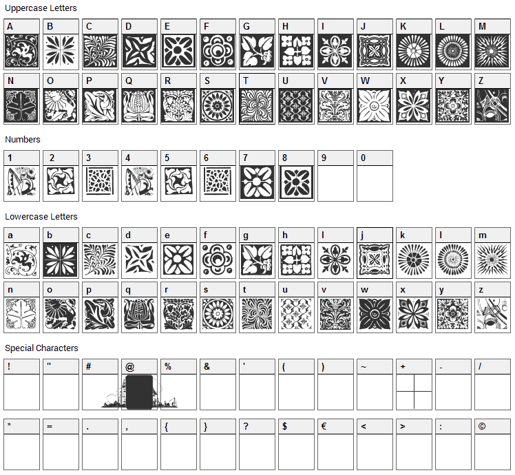 Typo Backgrounds Font Character Map