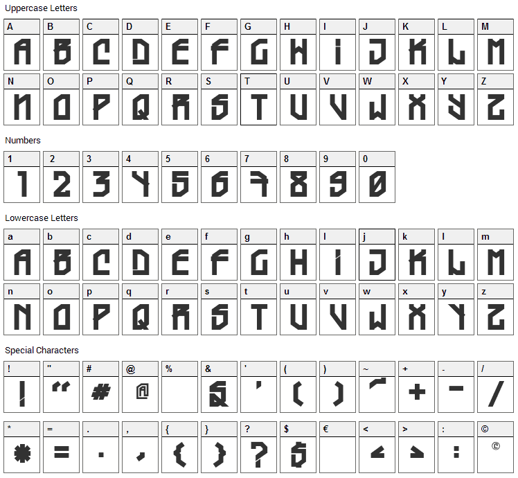 Typograff Font Character Map
