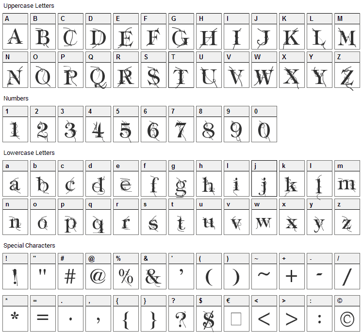 Typography Ties Font Character Map