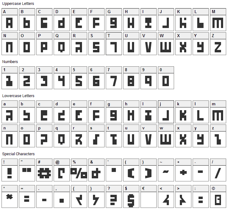 Ufo Hunter Font Character Map