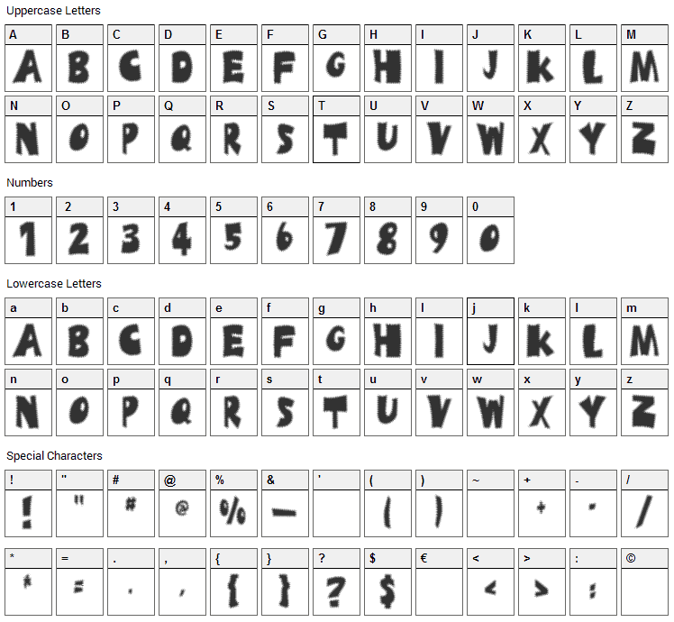 Ufrayd Font Character Map