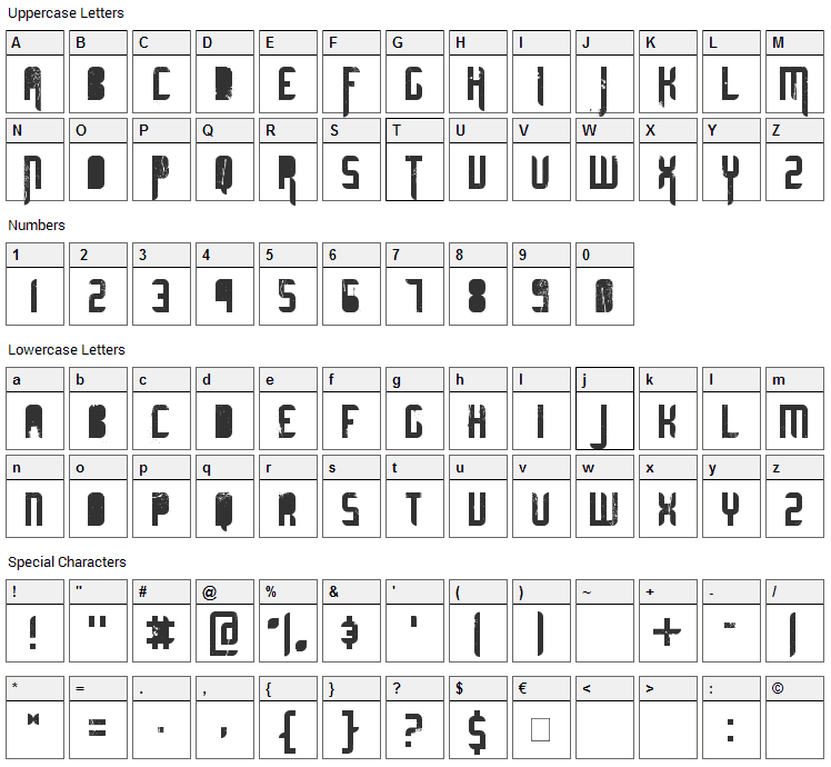 Ultimate Midnight Font Character Map