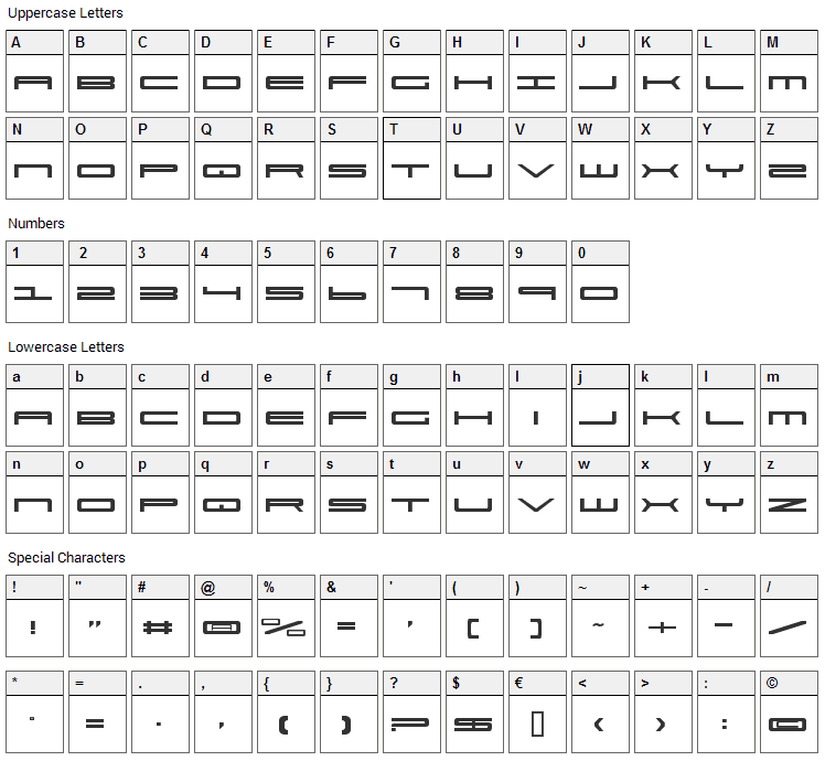 Ultra 911 Font Character Map
