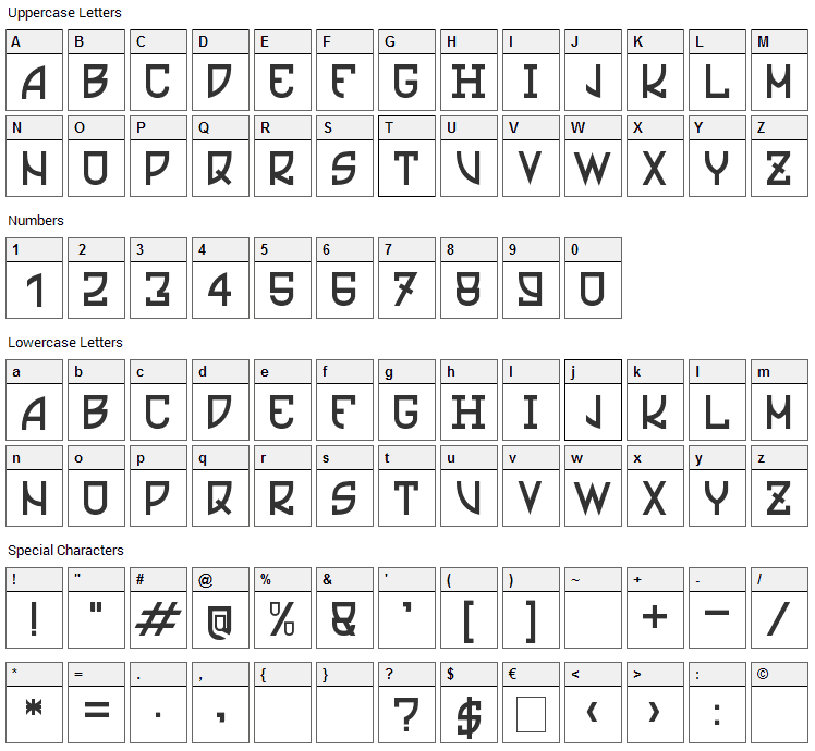 Ultras Liberi Font Character Map