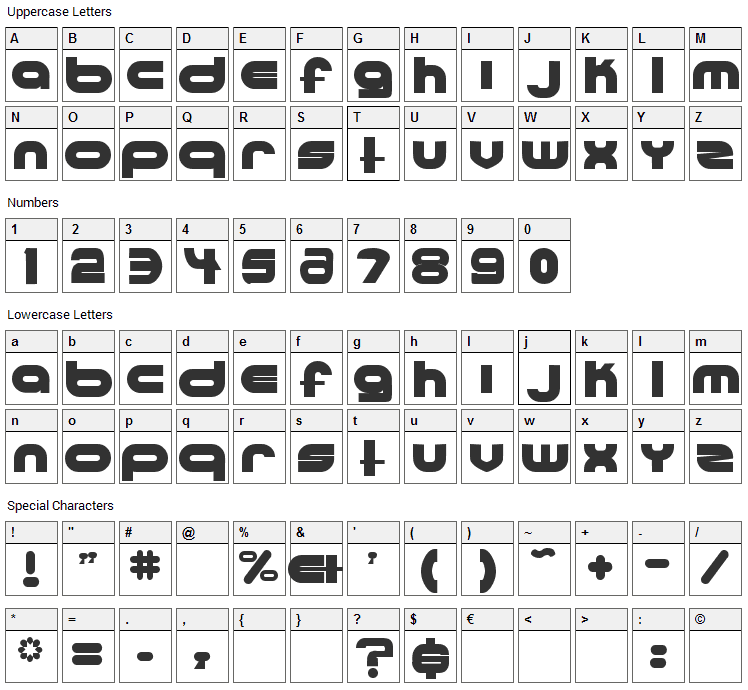 Ultraworld Font Character Map