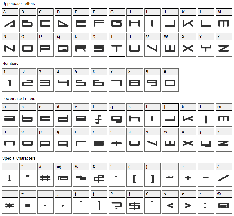 Umop Font Character Map