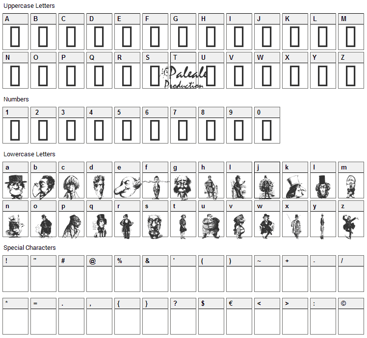 Unca Pale 1 Font Character Map