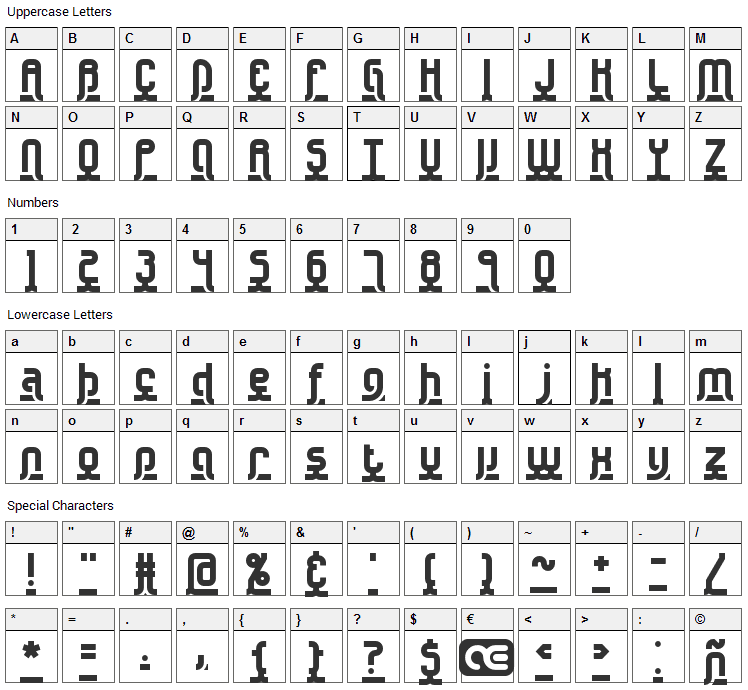 Underscore Font Character Map