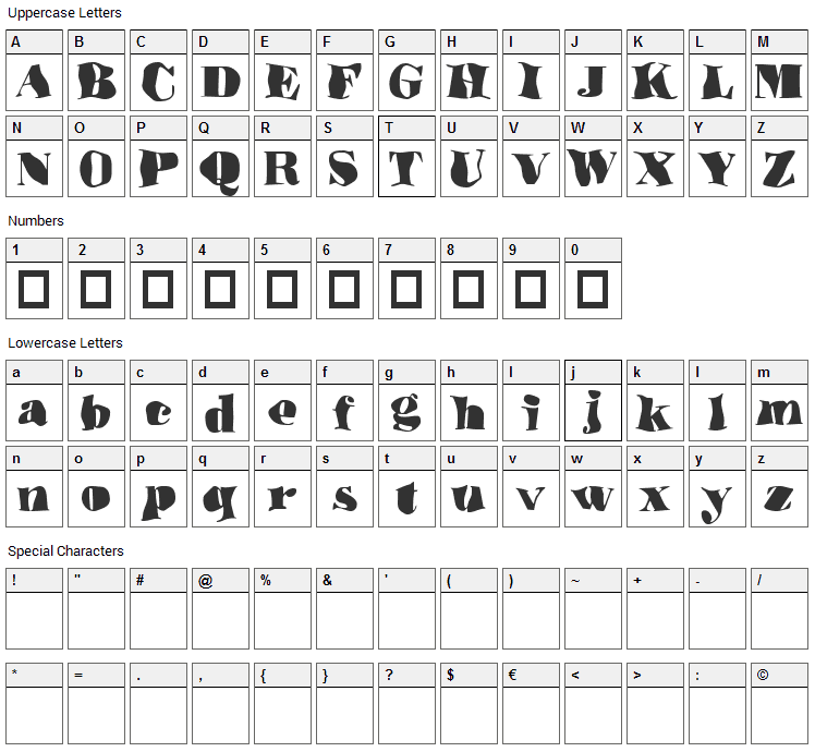 Underwater Love Font Character Map