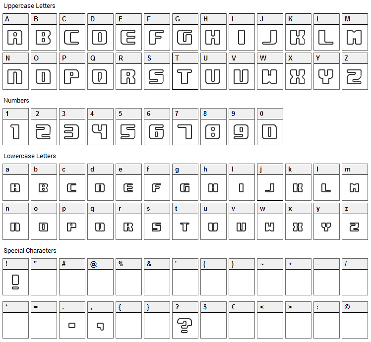 Underwhelmed Font Character Map