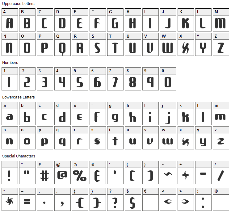 Unexplored Galaxies Font Character Map