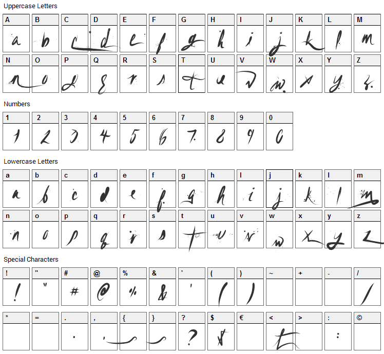 Unfolding Tragedy Font Character Map