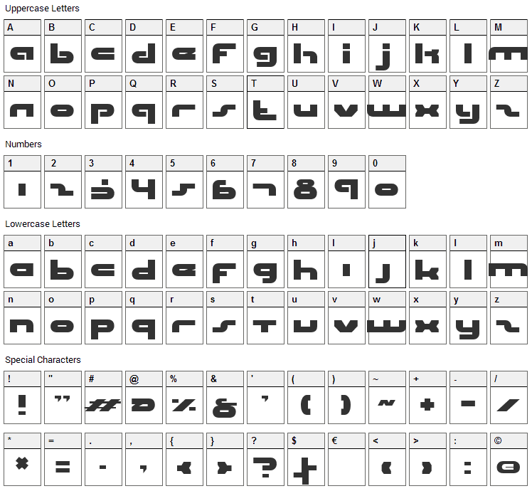 Uni-Sol Font Character Map