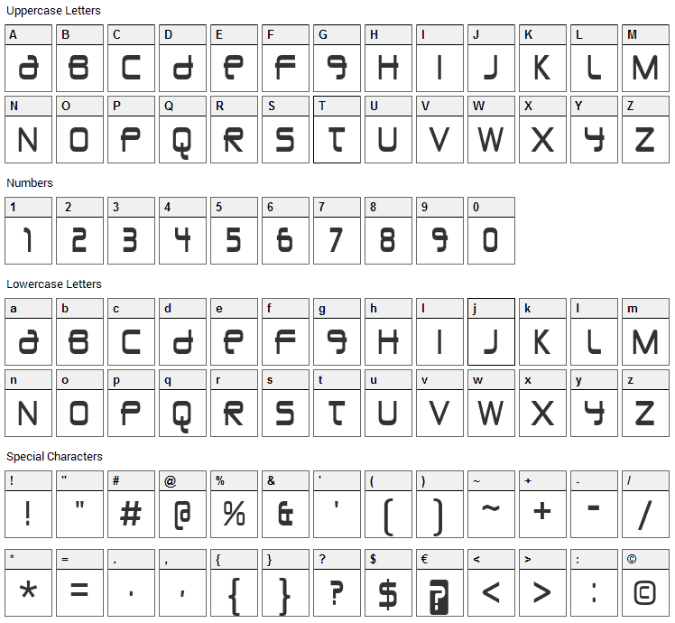 Union City Blue Font Character Map