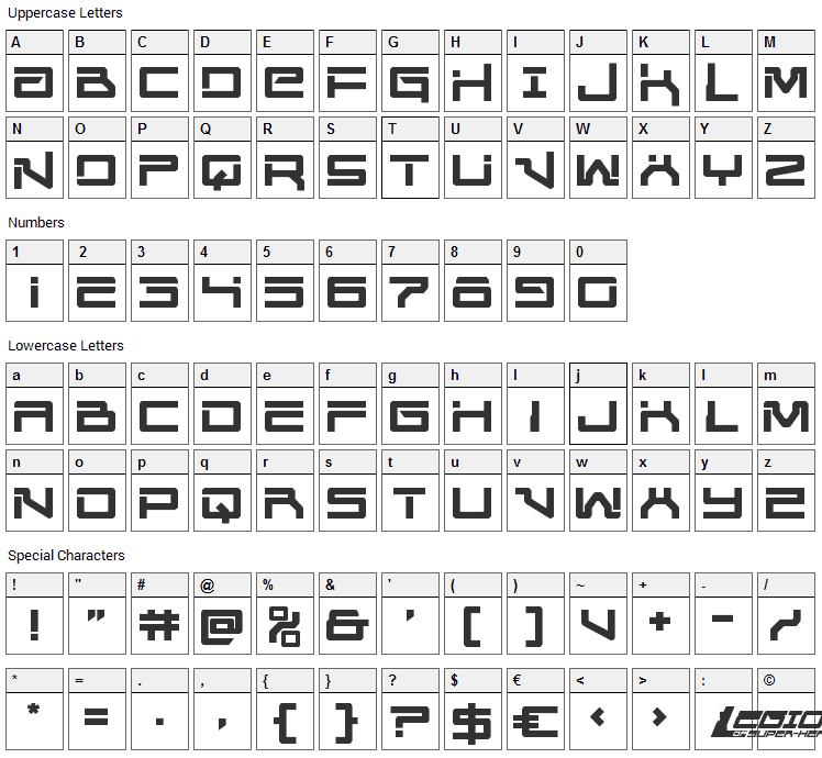 United Planets Font Character Map