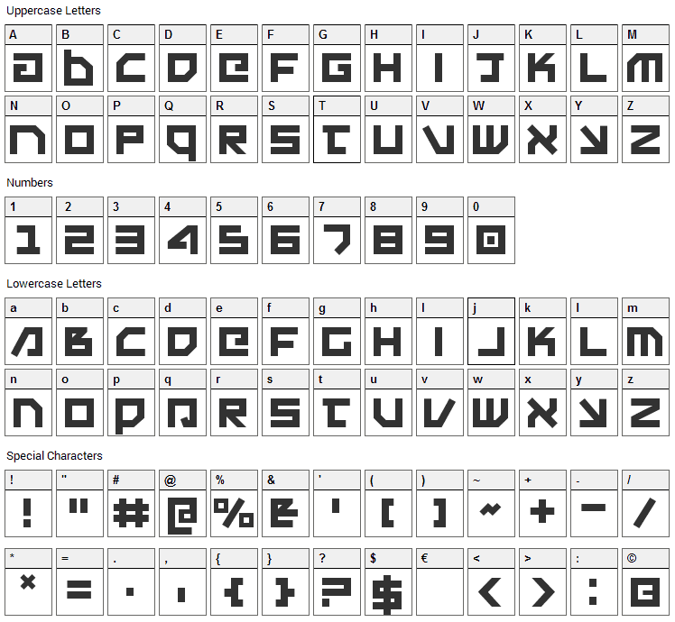 Uno Estado Font Character Map