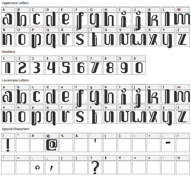 Upakarti Font Character Map