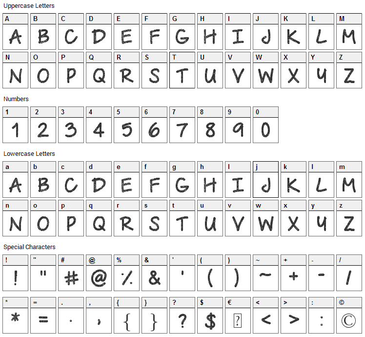 Urban Class Font Character Map