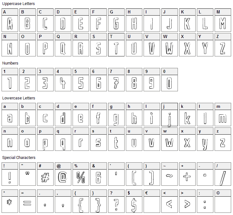 Urban Rubber Font Character Map