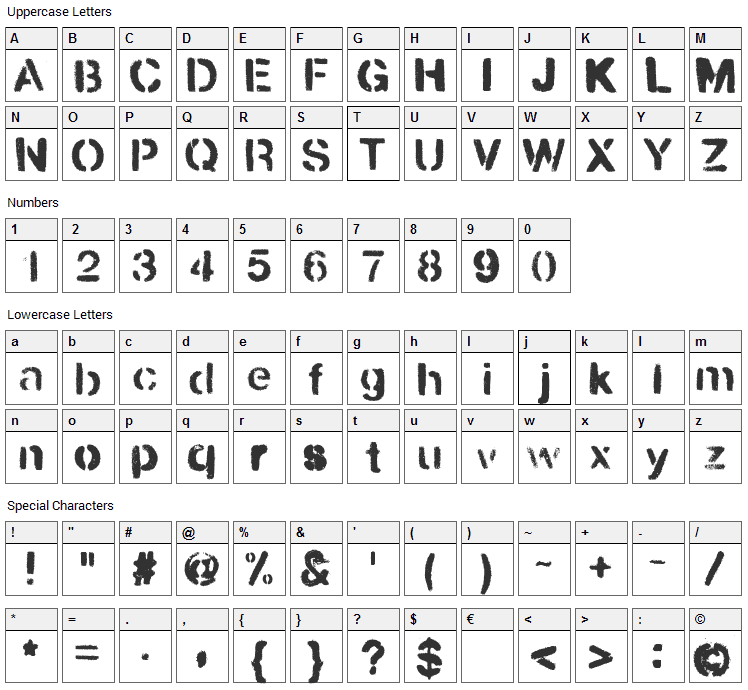 Urbana Font Character Map