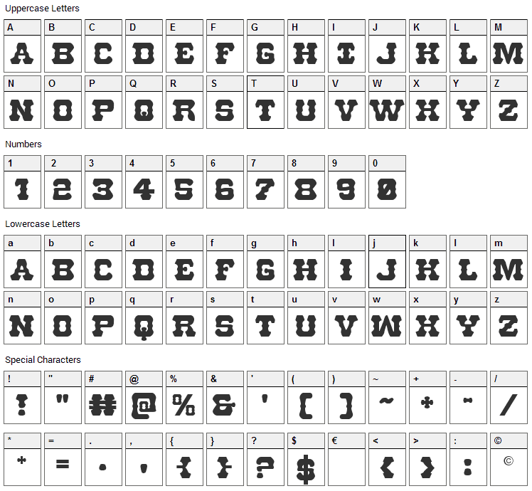 U.S. Marshal Font Character Map