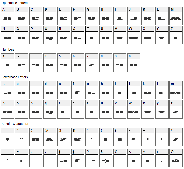 USA Font Character Map