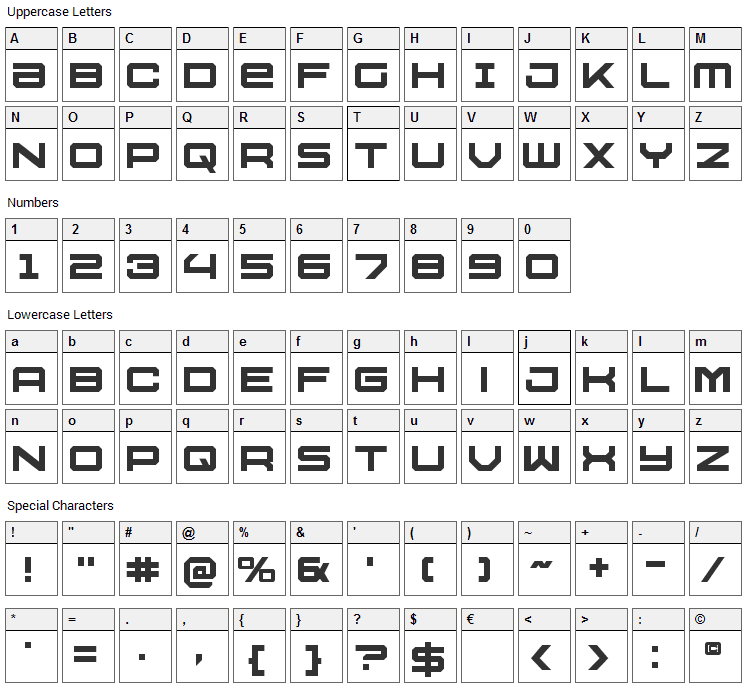 USS Dallas Font Character Map