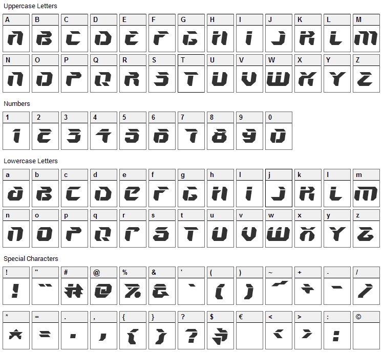 V5 Ampon Font Character Map
