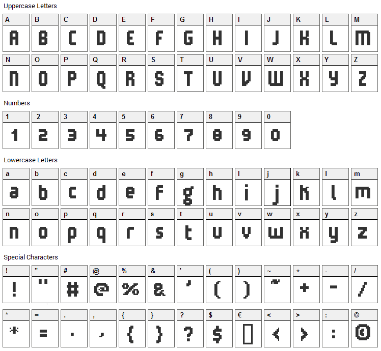 V5 Loxica Robusta Font Character Map