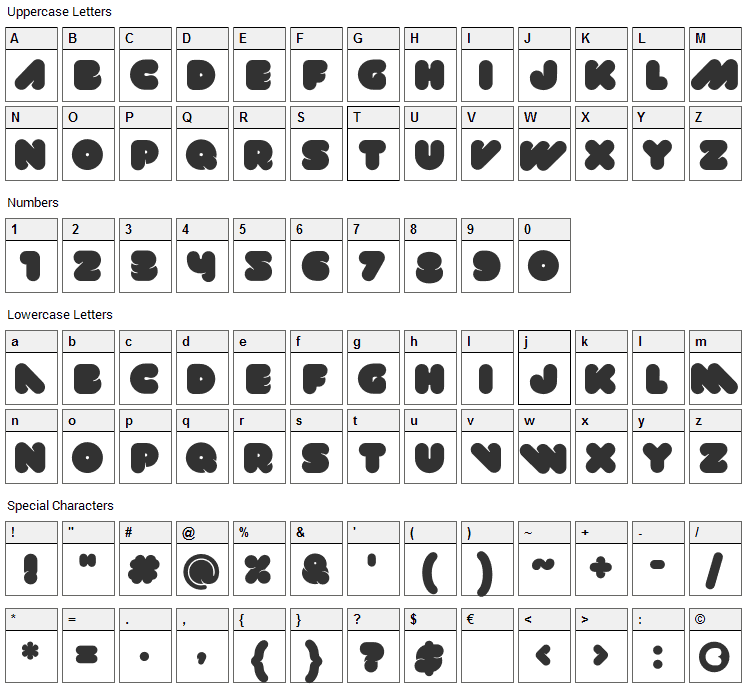 Val Font Character Map