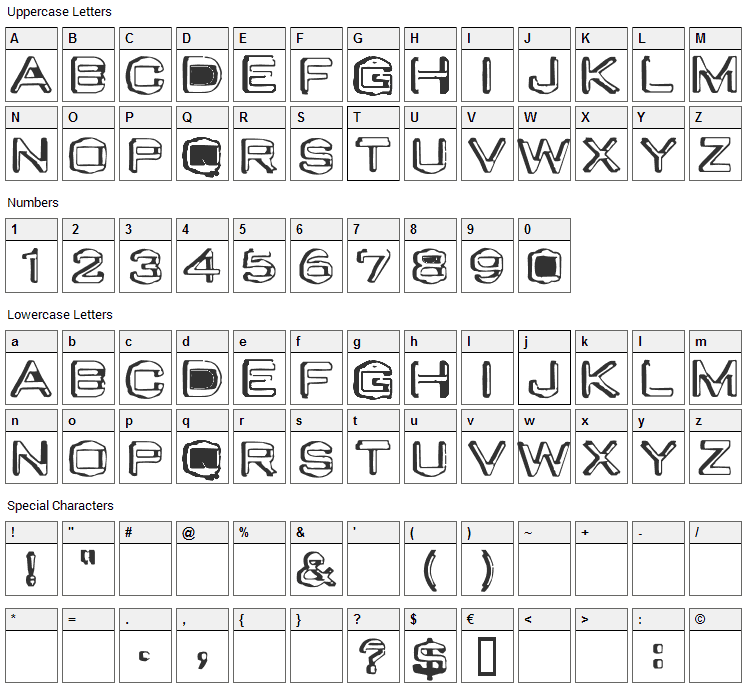 Valu Old Caps Font Character Map