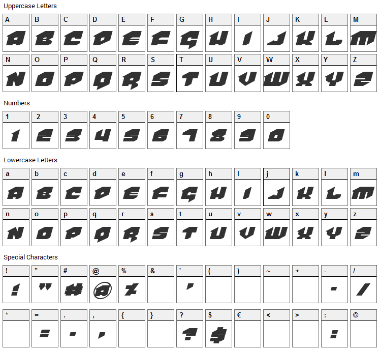 Van Helsing Font Character Map