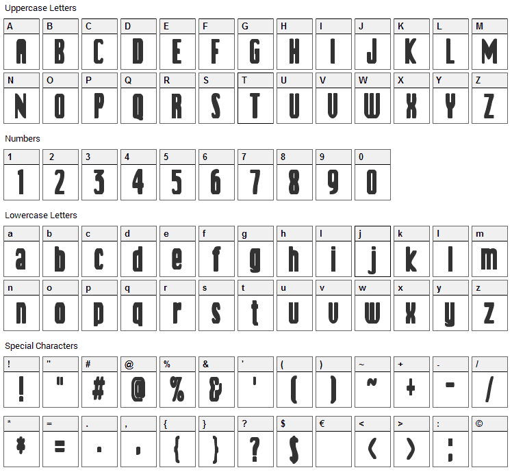 Vanilla Boys Font Character Map