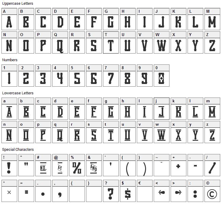 Vanilla Whale Font Character Map