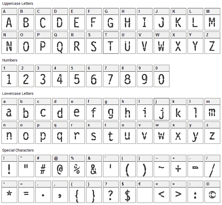 Vanthian Ragnarok Font Character Map