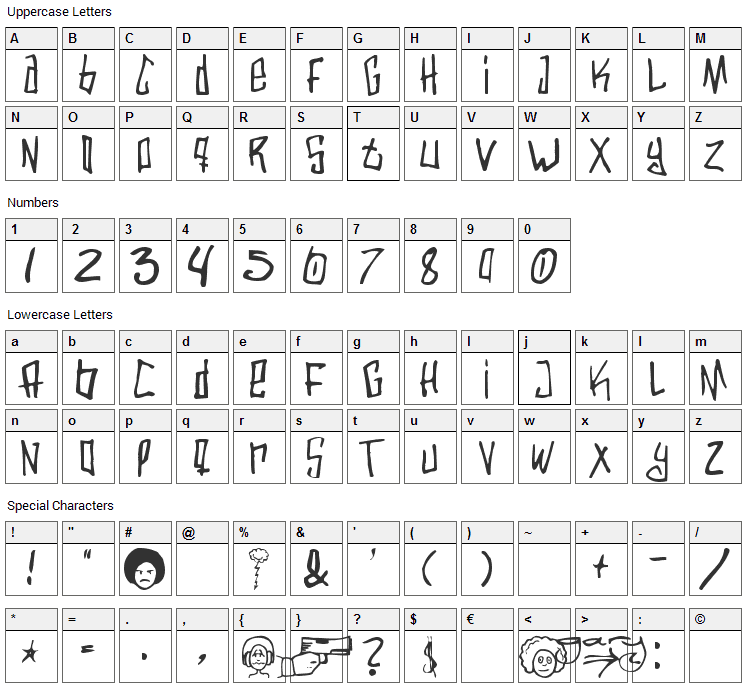 Varbee Font Character Map