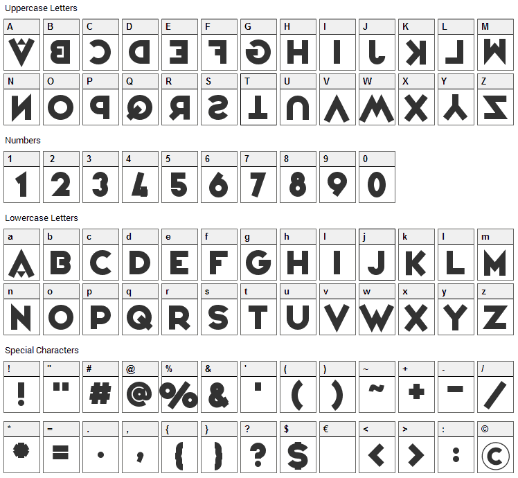 Variete Font Character Map