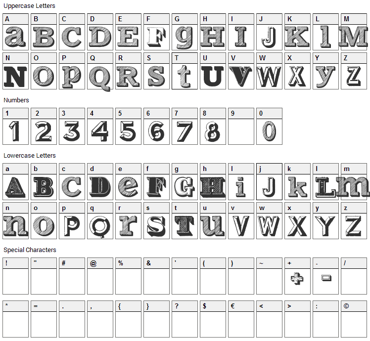 Varius Multiplex Font Character Map