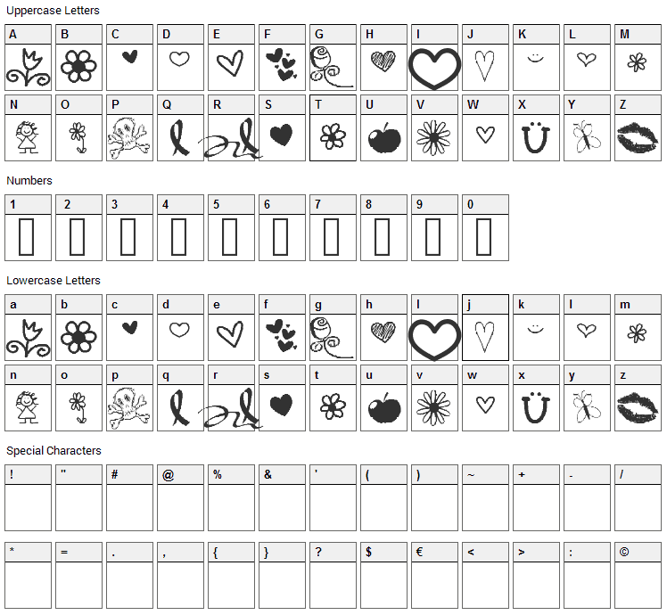 VBdings Two Font Character Map