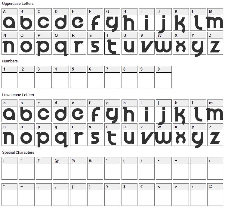 Velocity Font Character Map