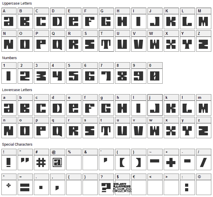 Velvet Illusions Font Character Map