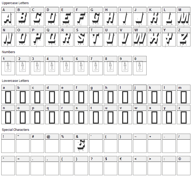 Venerada Font Character Map