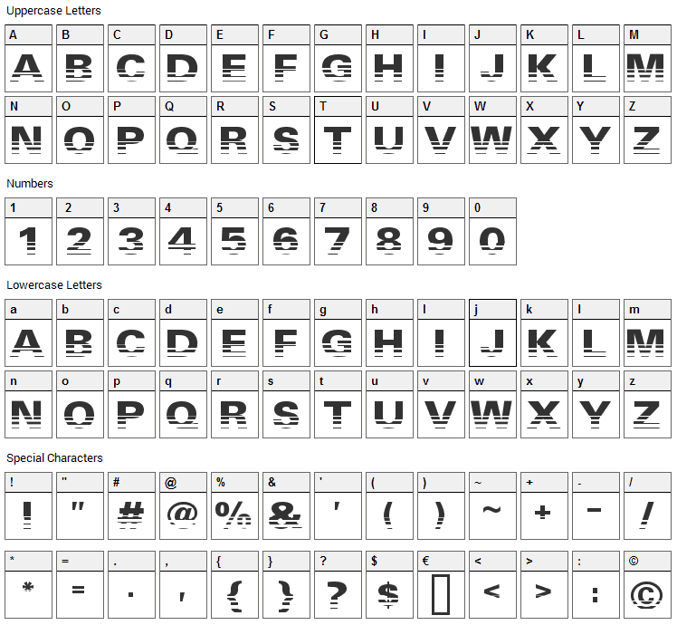 Ventilate Font Character Map