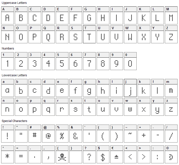 Ventouse Font Character Map